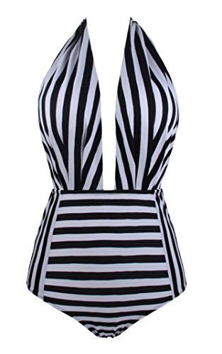 Buy 2019 One Piece Swimsuits Deep V Plunging Neck Backless High