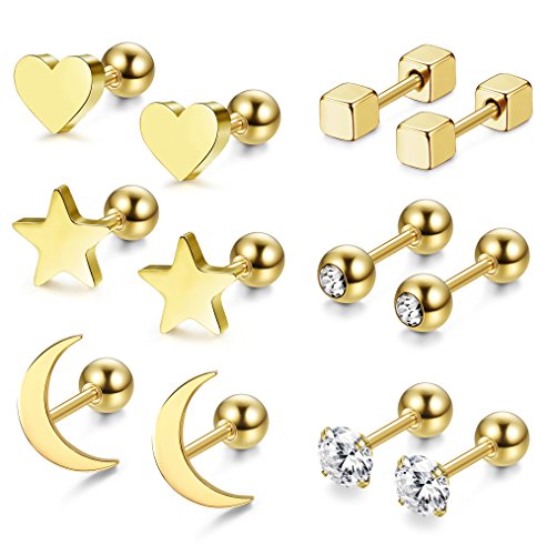 men's plain gold stud earrings