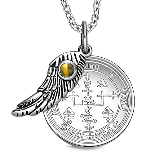 Archangel Uriel Sigil Amulet Magic Powers Angel Wing Charm Tiger Eye ...